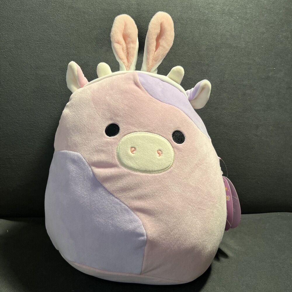 Squishmallows Patty the Cow Bunny Ears Pink 11" Stuffed Plush Animal Toy NEW